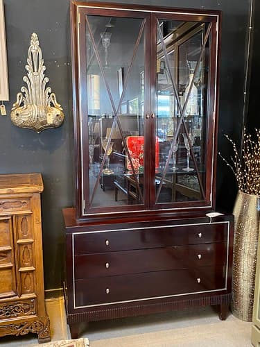 Barbara Barry Baker X Display Cabinet Mahogany Stainless - $2195