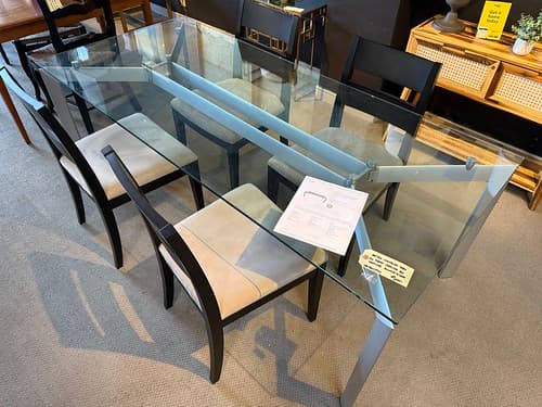 Metra Contemporary Table with Makio Hasuike for Seccose Aluminium with Glass - $899
