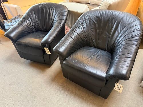 Swivel Lounge Chair Black Leather Italy - $299/ea