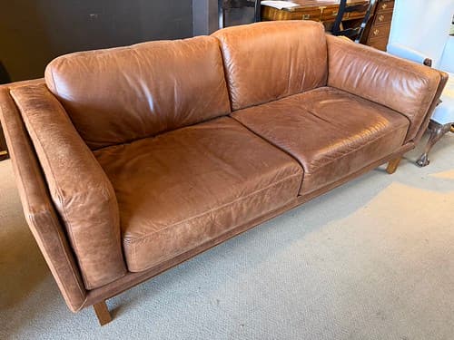 West Elm Brown Leather Sofa - $899