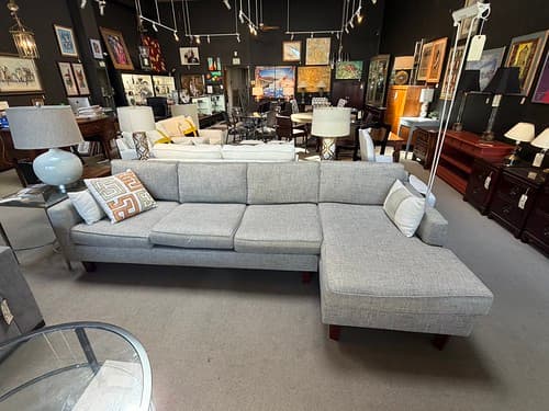 Mitchell Gold + Bob Williams Chaise Sectional Midcentury Modern Grey Tweed - $1495