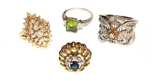 Tiffany &amp; Co. 2012 Rubedo Interlocking Circles Necklace $499

Tiffany &amp; Co. Elsa Peretti Platinum Open Heart w/Diamonds $1295

Tiffany &amp; Co. Sterling Bird &amp; Bamboo Atomizer $200

Jade Earrings w/14k Yellow Gold $199

14k Yellow Gold Bracelet w/Diamond &amp; Emerald Accents $799

Vintage Pearl/Diamond 14k White Gold Cocktail Ring $899

Heart Pendant Necklace 18k Yellow Gold $899